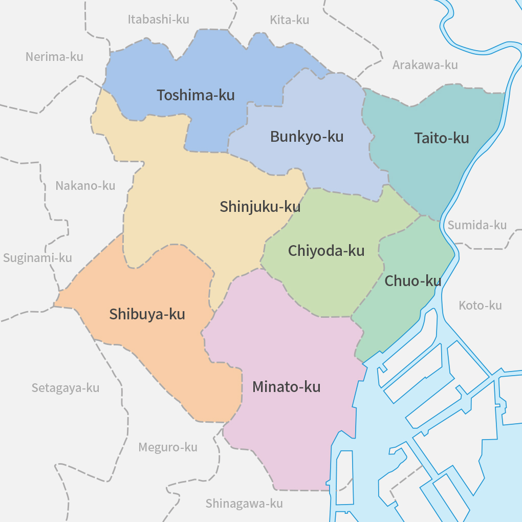 Map of Tokyo 23 wards