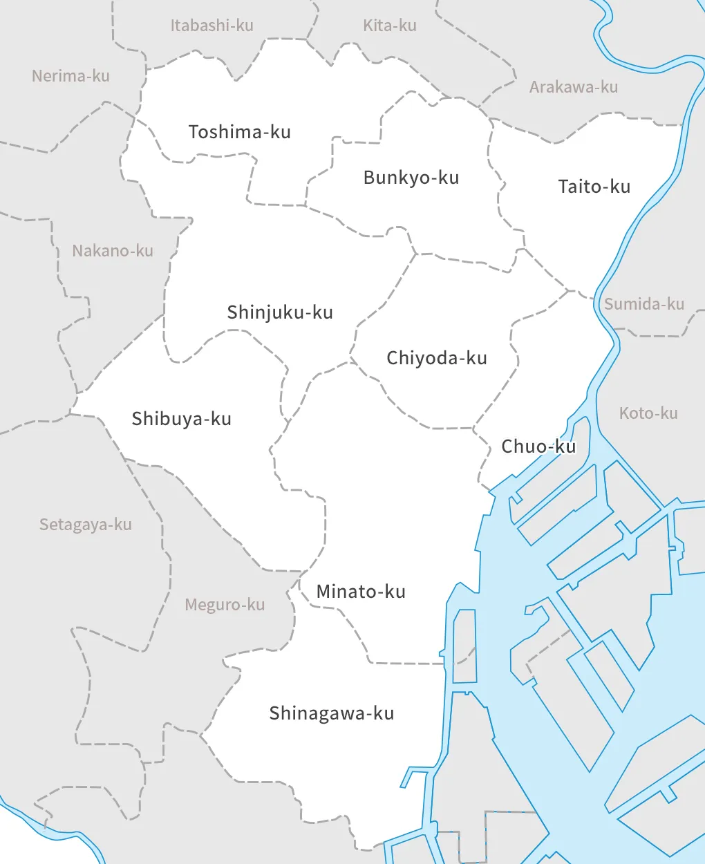 Map of Tokyo 23 wards