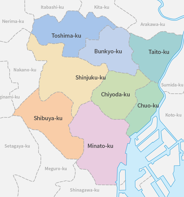 Map of Tokyo 23 wards