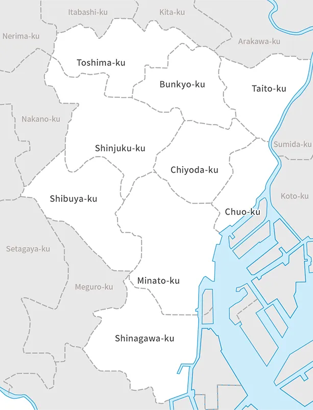 Map of Tokyo 23 wards