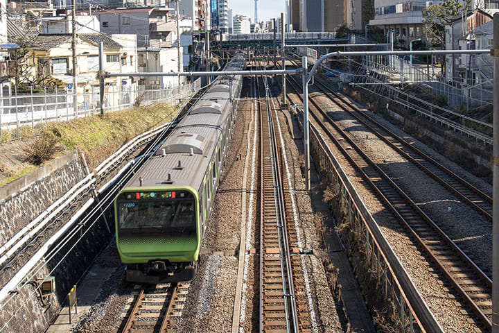 Yamanote Line and railroad tracks