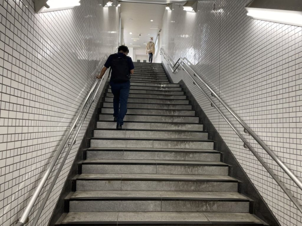 Stairs to Shinjuku Sanchome Station Exit E1
