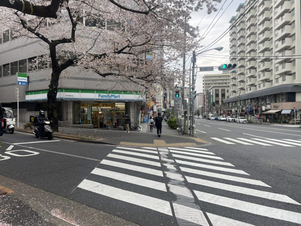Pedestrian crossing in front of Family Mart