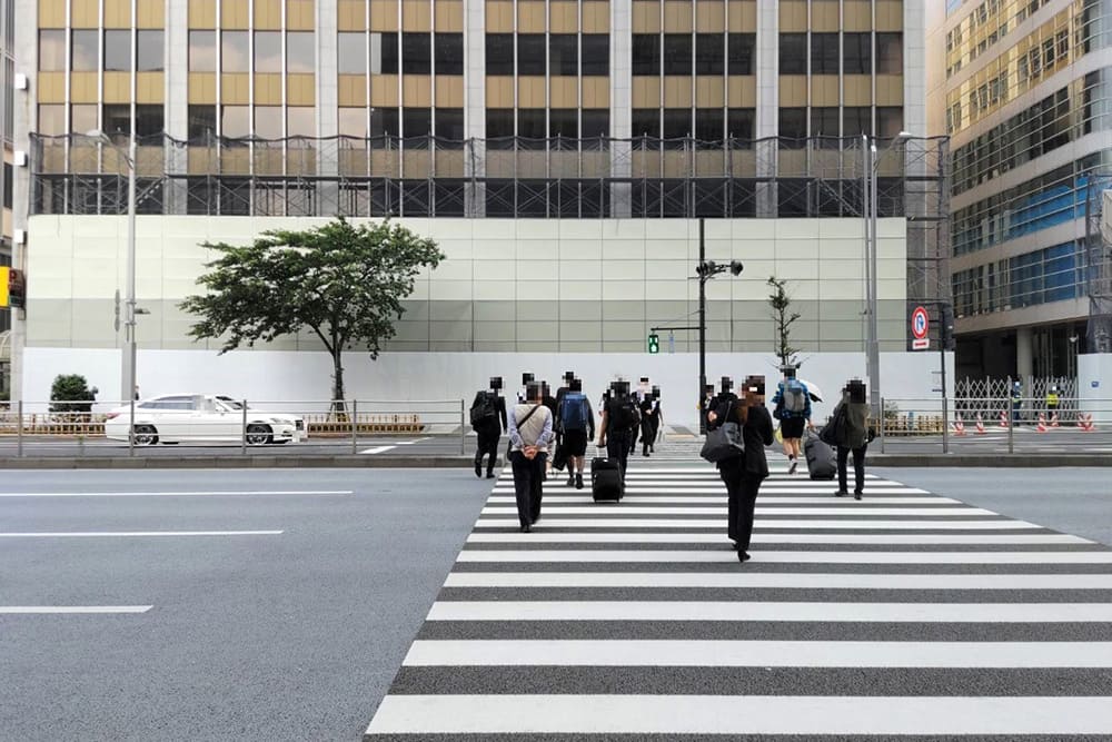 Pedestrian crossing in front of Tokyo Station