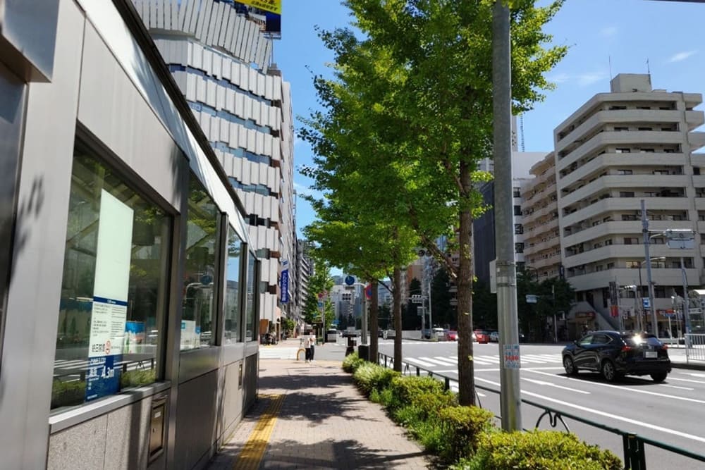 Azabu Juban Station Exit 3, view from the ground and Azabu Street