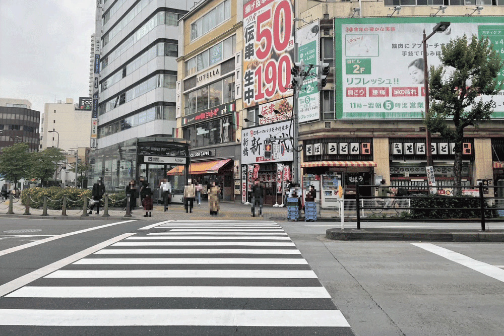 Crosswalk in front of Exit C6 of Tokyo Metro Ikebukuro Station