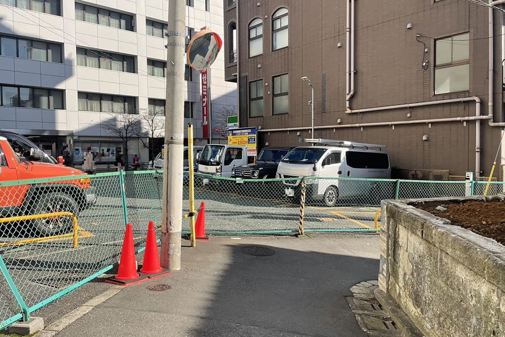 parking lot rented on a street corner