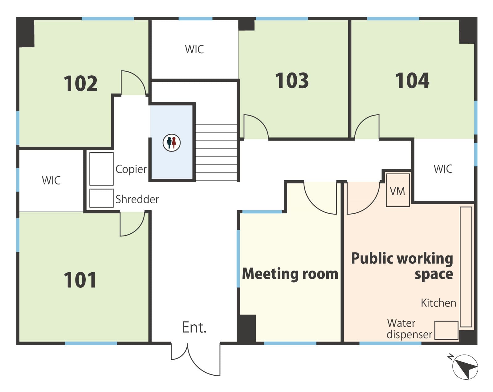 Serviced Office in Shinjuku is Tensho office (1st floor plan)