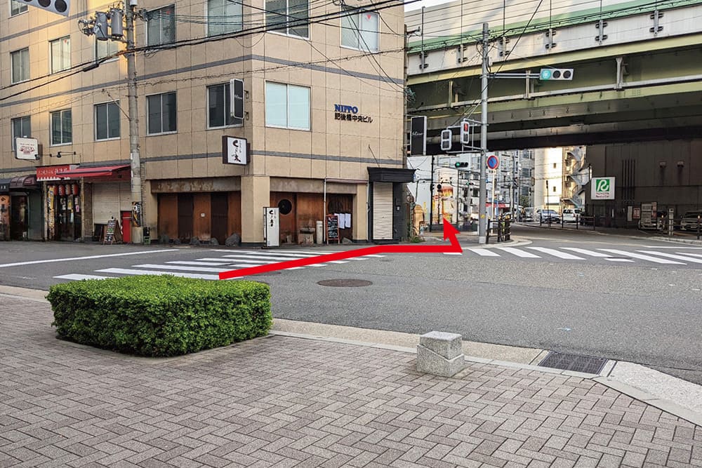 The Edobori intersection, with an elevated highway visible in the distance.