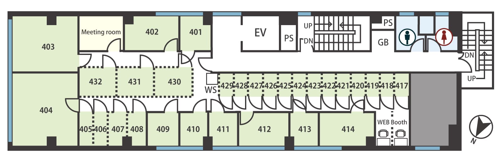 Floor plan of Tensho Office Yodoyabashi West 4F