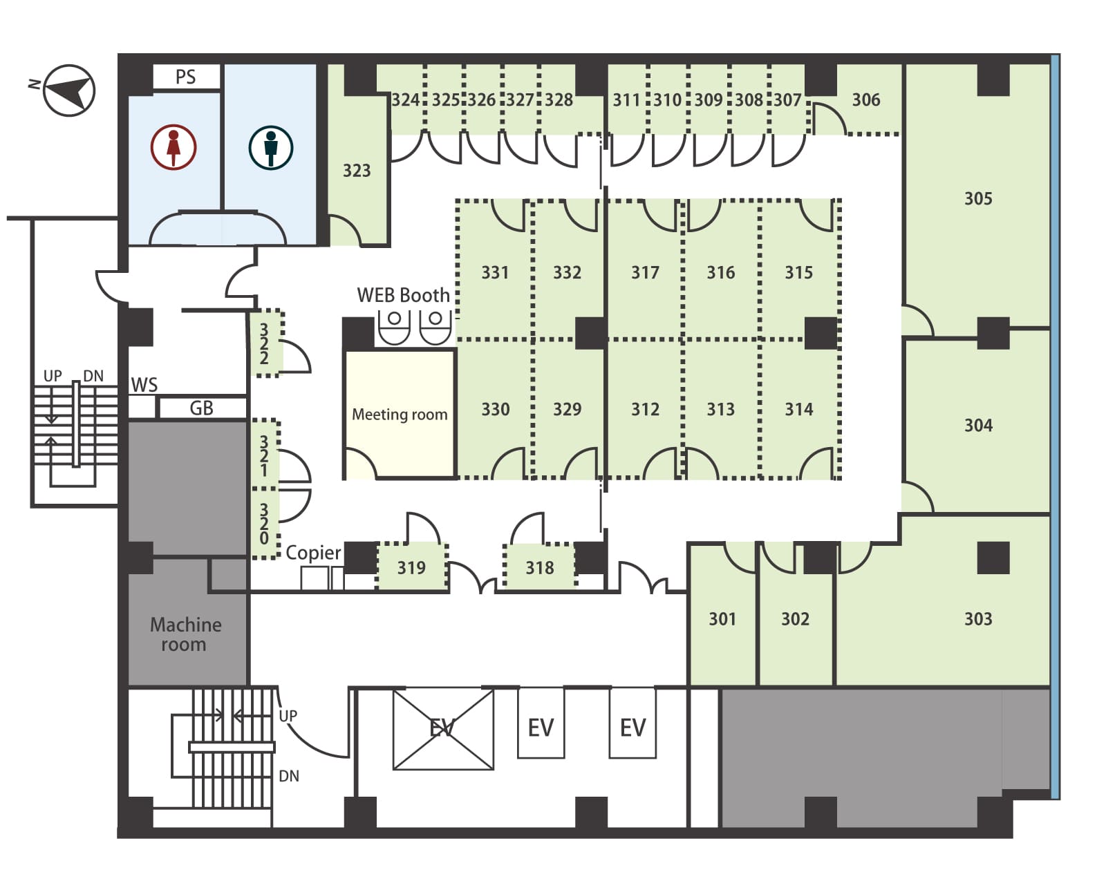Floor plan of Tensho Office Sakaisuji-Hommachi 3F