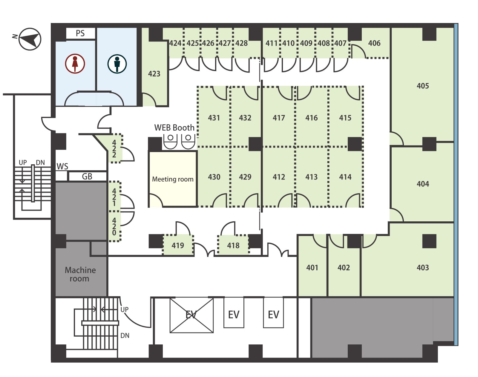 Floor plan of Tensho Office Sakaisuji-Hommachi 4F