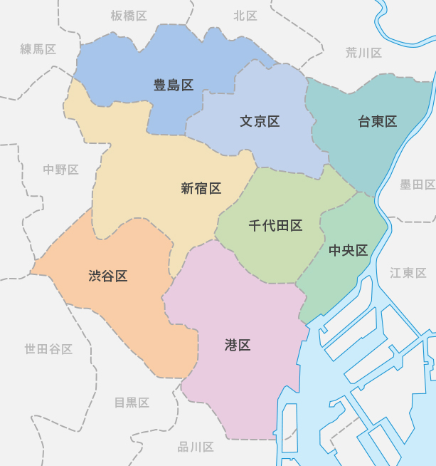 東京23区の地図