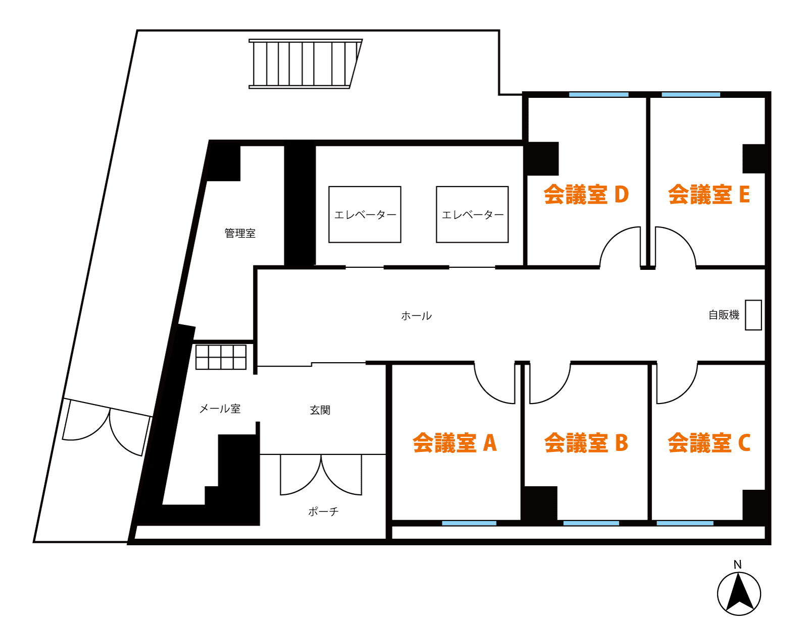 1Fフロア図面ー天翔オフィス秋葉原万世橋