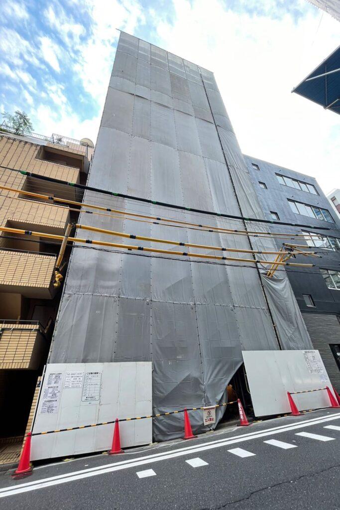 天翔オフィス日本橋茅場町_工事中の正面