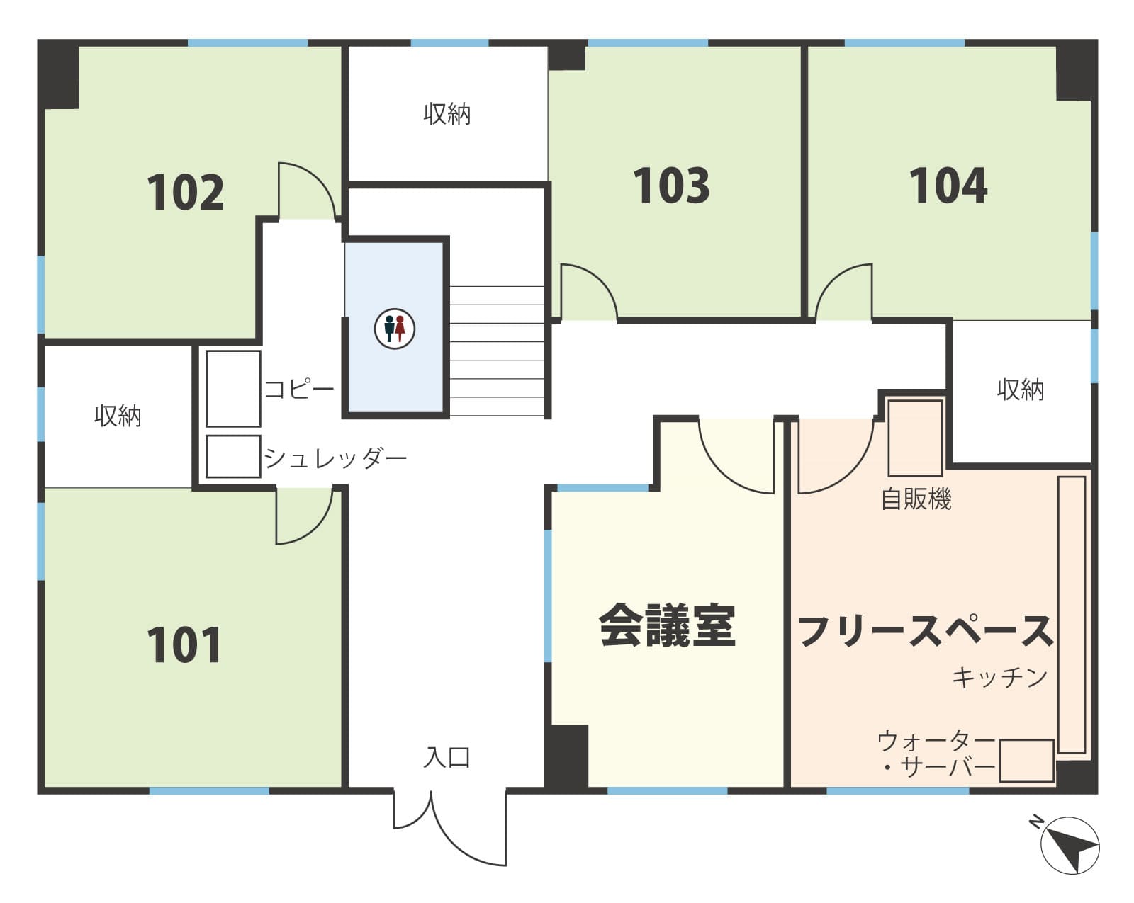新宿のレンタルオフィスなら天翔オフィス（1Fフロア図面）