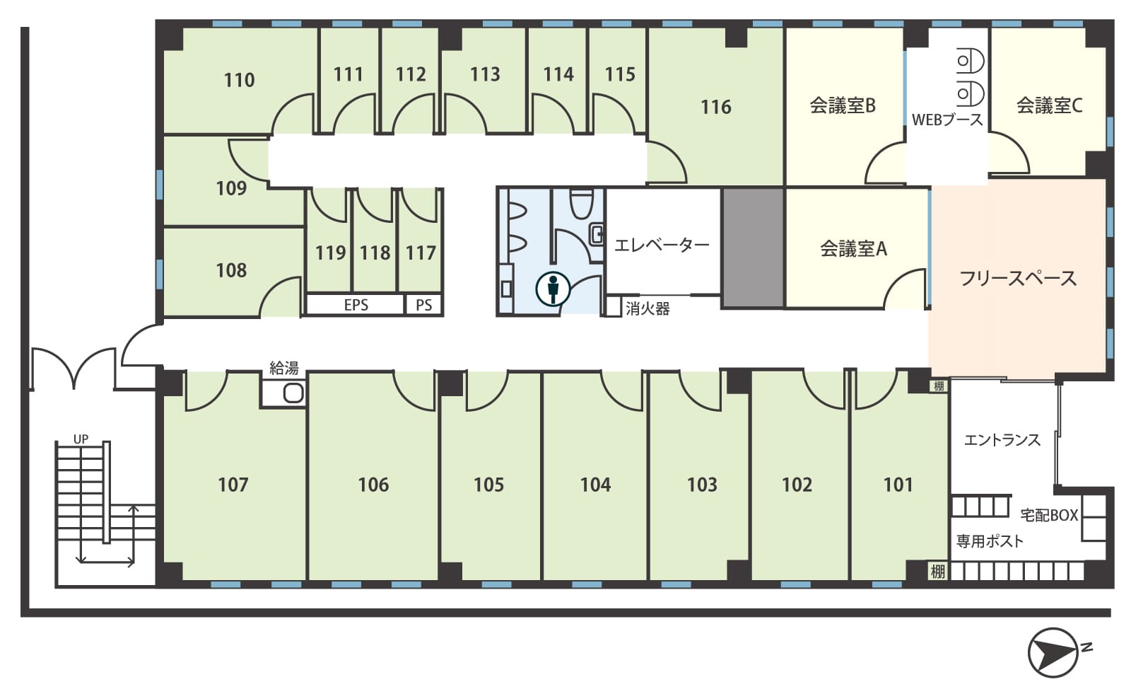 天翔オフィス新宿新大久保1階フロア図面