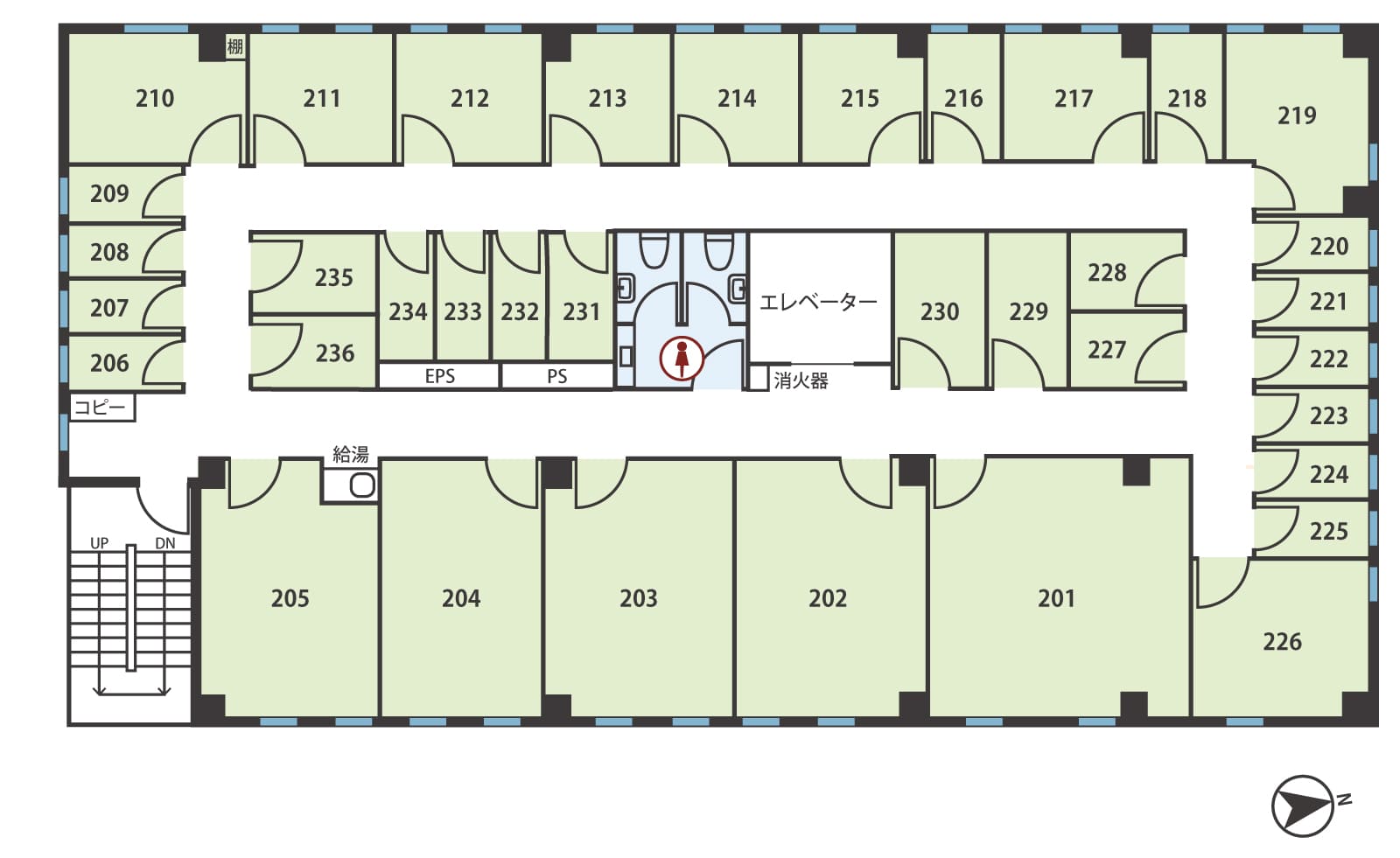 天翔オフィス新宿新大久保2階フロア図面
